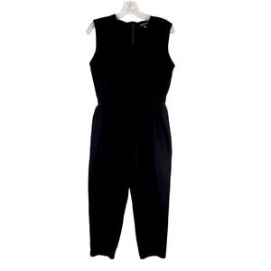 EILEEN FISHER Black V-Neck Straight Leg Minimalist Jumpsuit Size 2 Petite #516